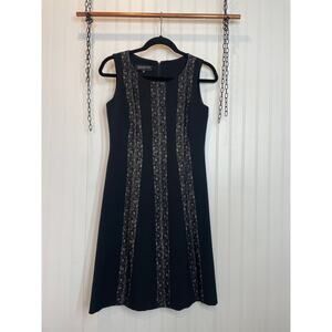 Jones New York Office Dress Womens Size 2P Black & Lace Panel Shift Career